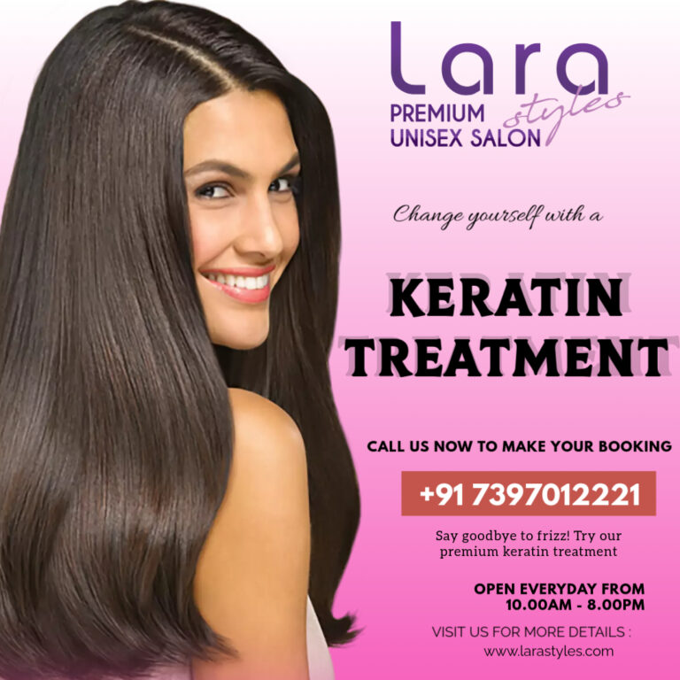 Woman receiving keratin treatment and hair smoothening at a premium salon in Coimbatore